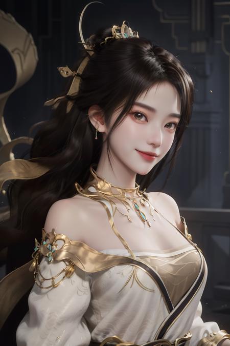 01240-3436857263-_lora_yaoxi_1_,shengnv,1girl,jewelry,solo,earrings,long hair,realistic,hair ornament,upper body,looking at viewer,brown eyes,bro.png